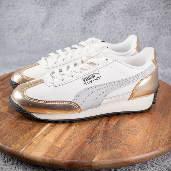 Puma Easy Rider Mixed Metals Metallic Lace Up Womens Size 6 White - Picture 3 of 8
